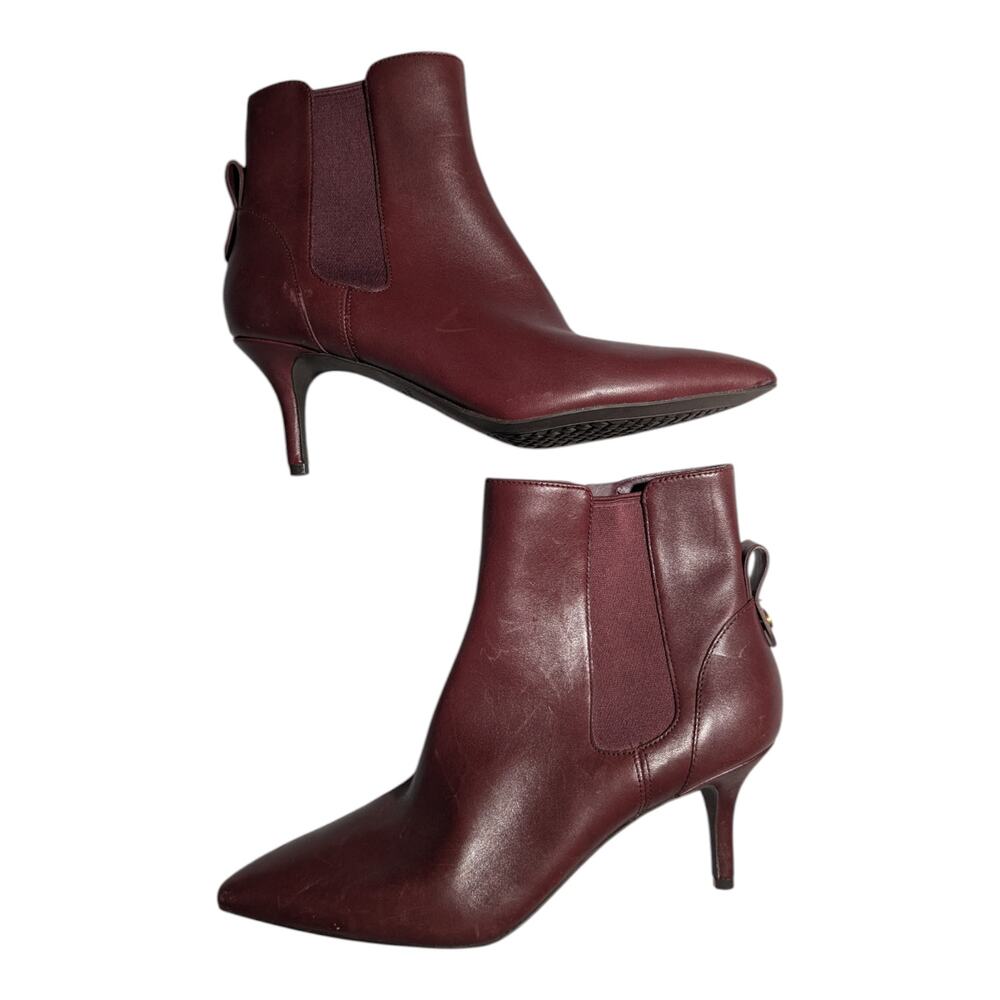 Cole Haan Go-To Park Oxblood Red Leather Pointed Toe Stiletto Ankle Boots Sz 6